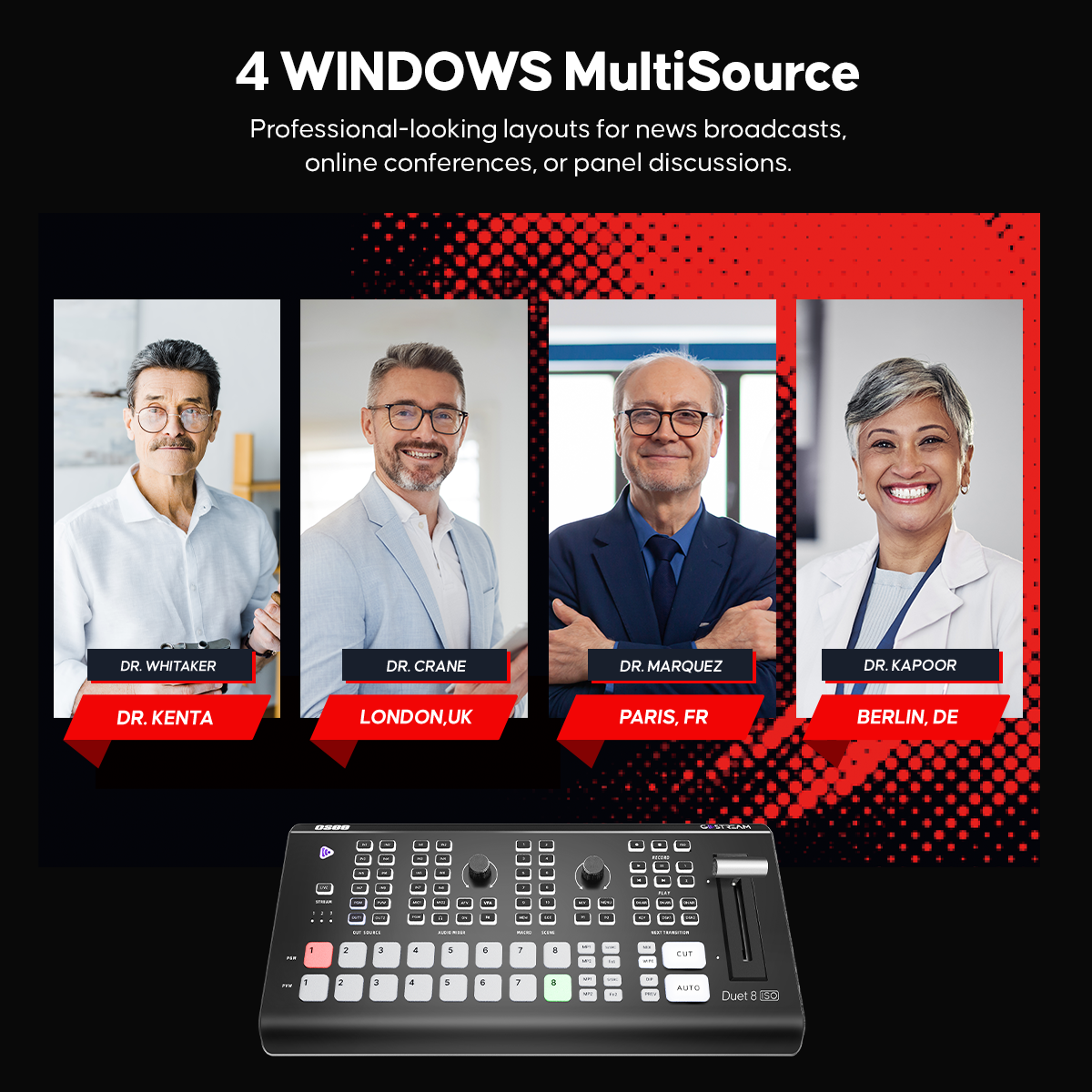 4 windows multi-source layouts on GoStream Duet 8 ISO