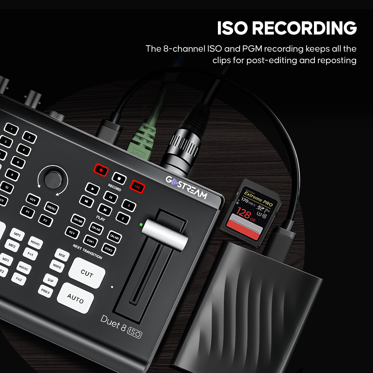 GoStream Duet 8 ISO's 8-channel ISO and PGM recording keeps all the clips for post-editing and reposting