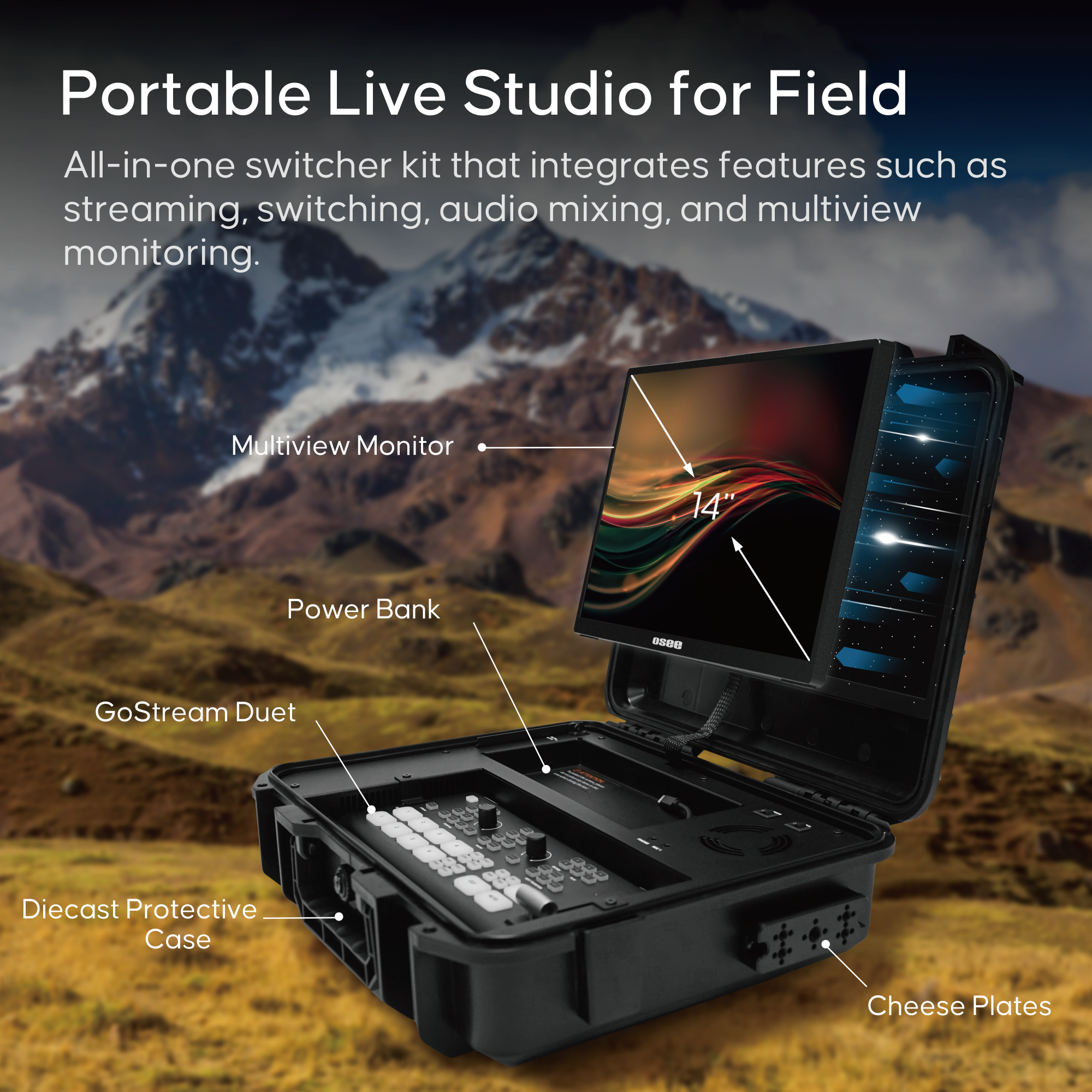 GoStream Duet Kit Live Studio Switcher Kit with case, monitor and duet