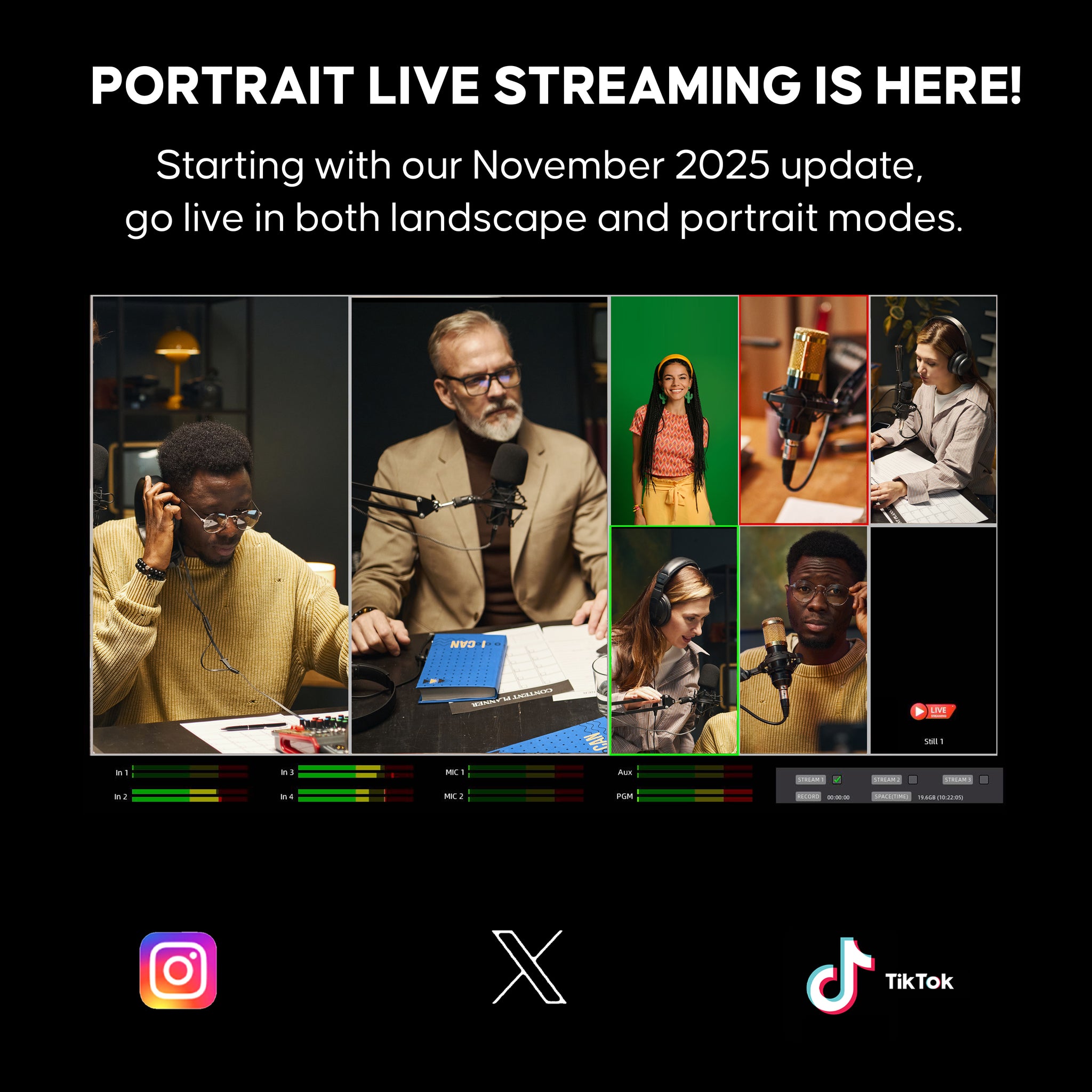 GoStream Duet supports go live in both landscape and portrait modes