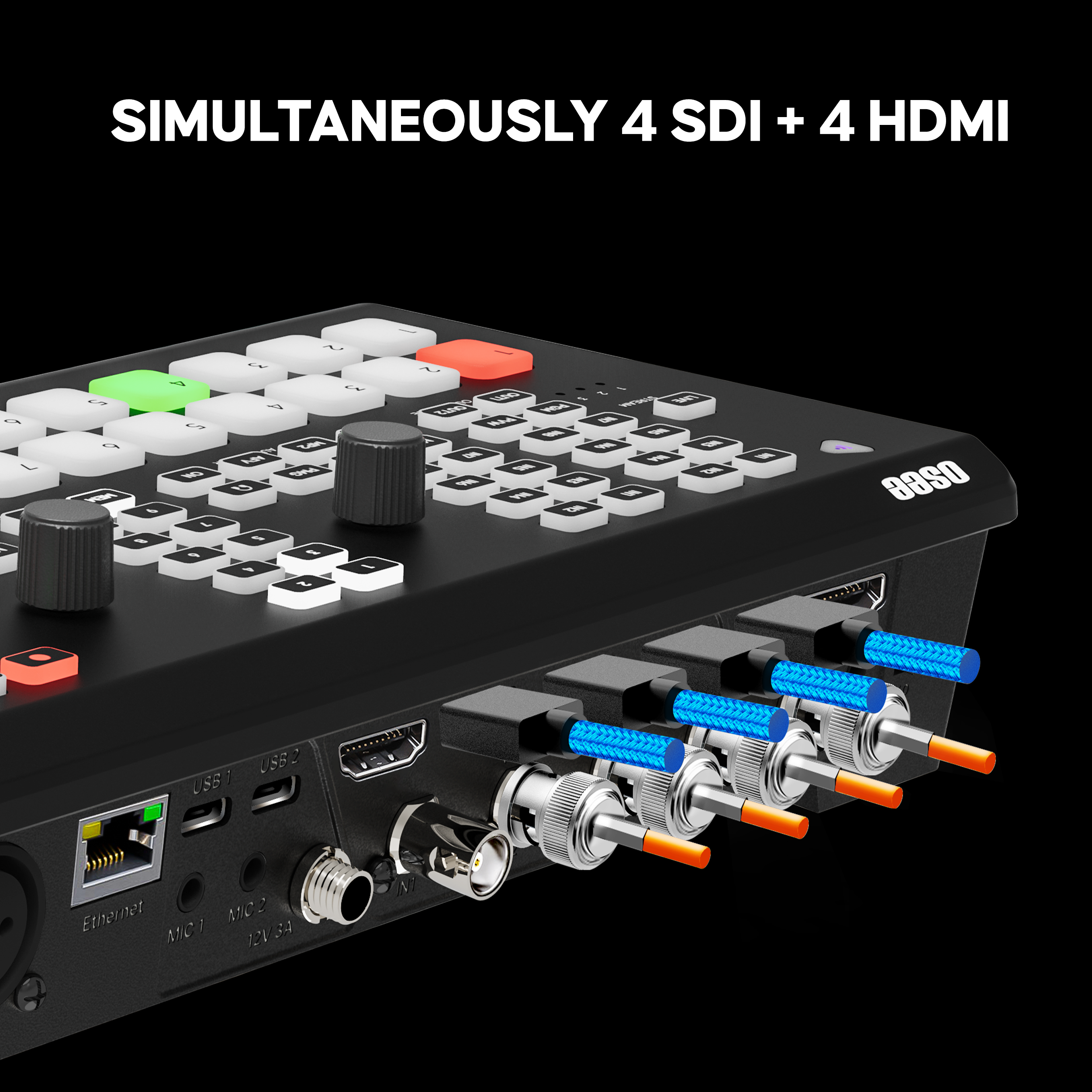 GoStream Duet ISO with simultaneously 4 sdi and 4 himi interfaces.