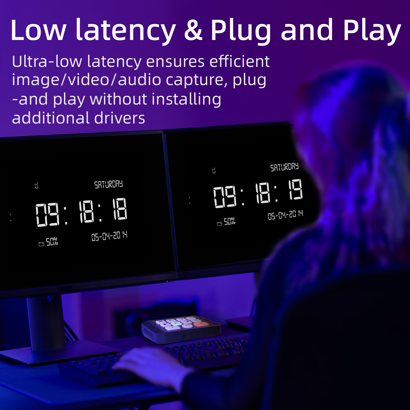 GoStream M2 ultra-low latency ensures efficient image/video/audio capture, plug-and-play without installing additional drivers