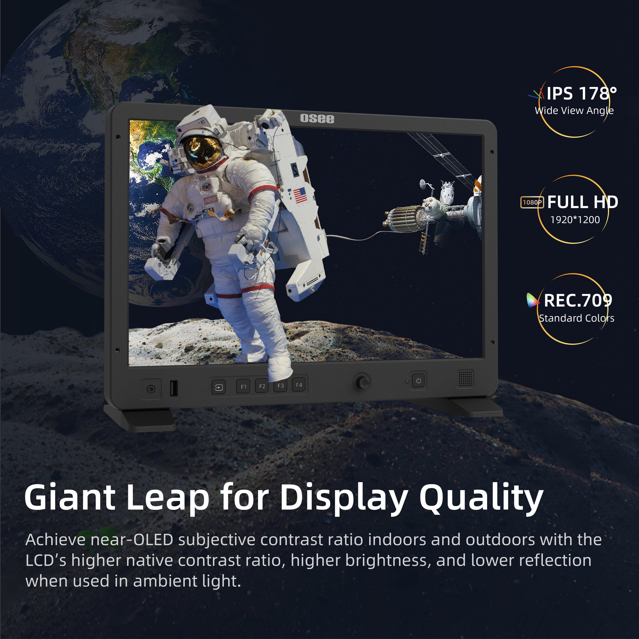 Mega 15S achieves near-OLED subjective contrast radio indoors and outdoors with the LCD's higher native contrast ratio, higher brightness and low reflection