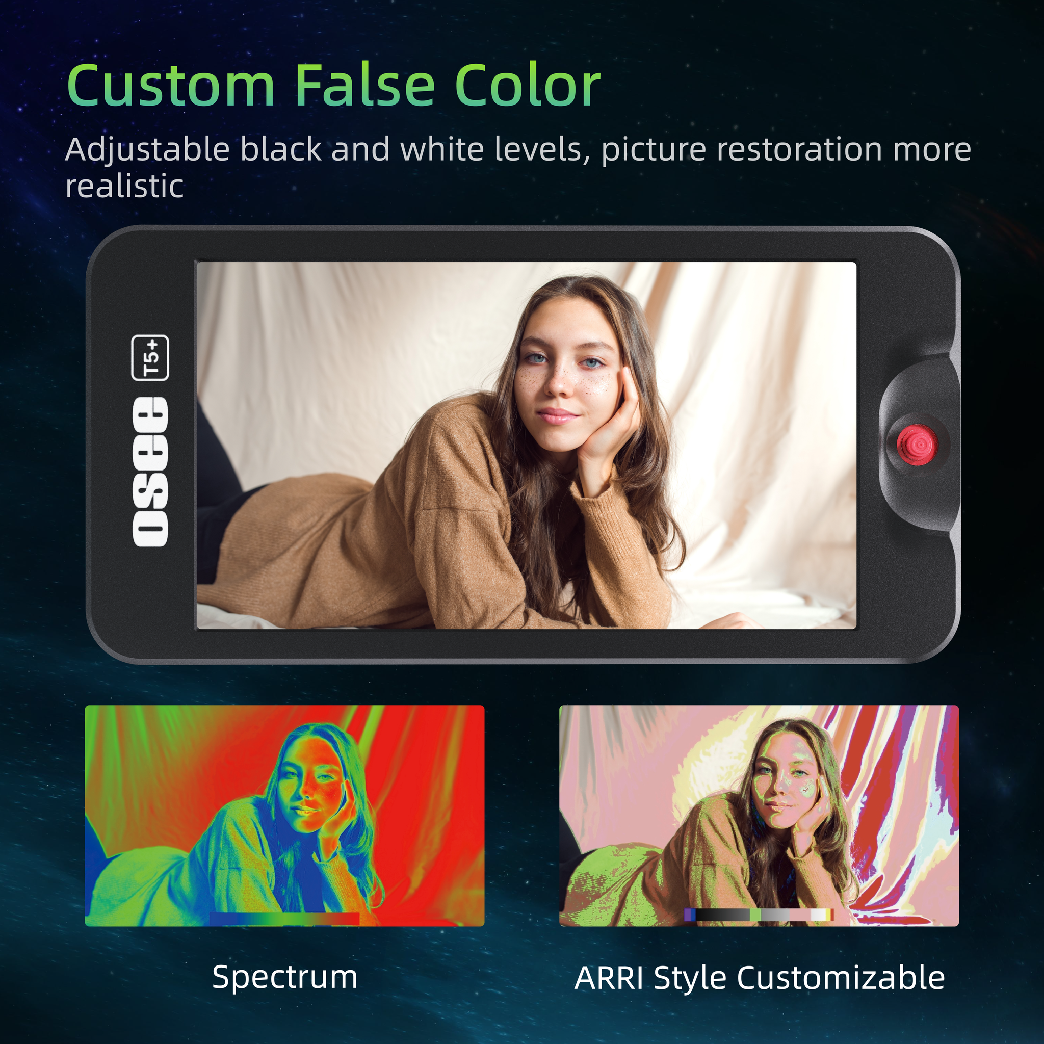 T5+ custom false color, adjustable black and white levels, picture restoration is more realistic